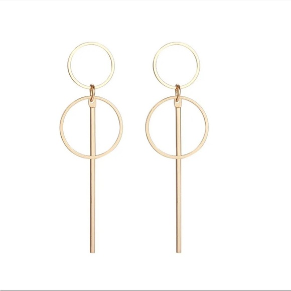 Geometric Circle Hoop Dangling Earrings - Picture 1 of 3